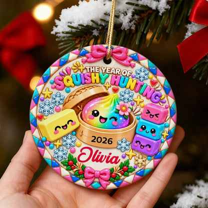 Personalized Ceramic Ornament, Colorful Squishy Hunting Keepsake, Unique Christmas Gift for Daughter
