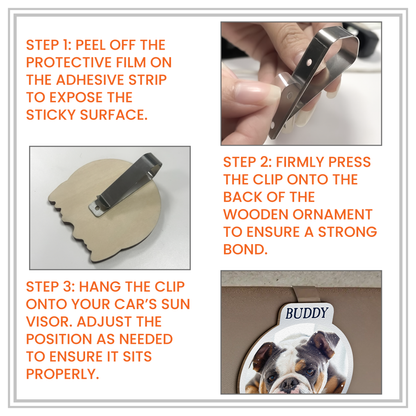 Personalized Wooden Car Visor Clip with Cute Dogs and 'Drive Safe We're Waiting At Home' Unique Gift for Pet Owners