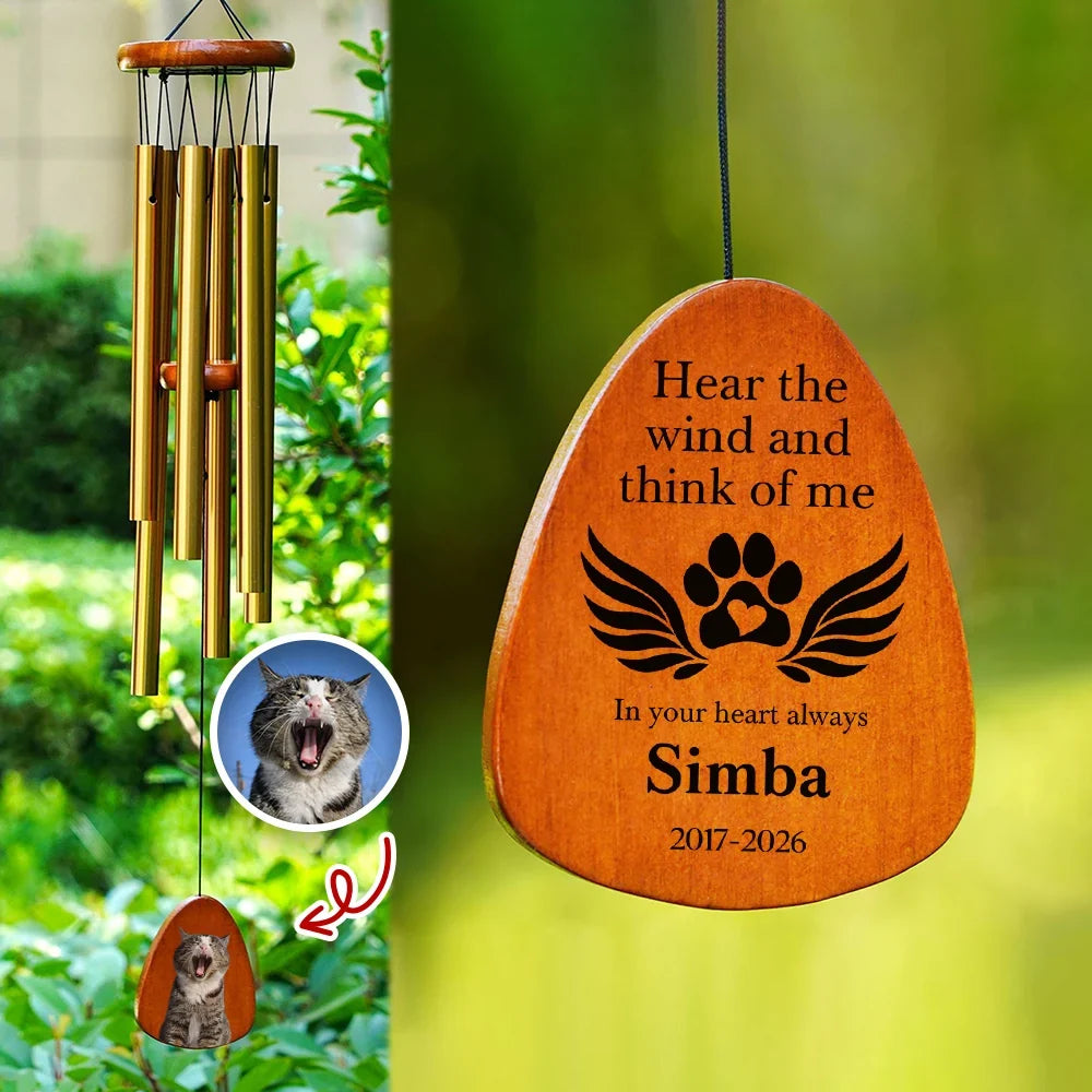 Metal Tube Wind Chime, Personalized Pet Memorial for Garden, Hear the Wind and Think of Me, Creative Gift for Pet Owner