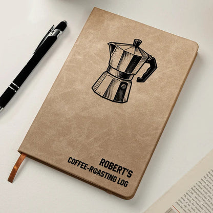 Personalized Coffee-Roasting Leather Journal, Earthy Brewing Keepsake, Creative Gift for a Friend or Dad