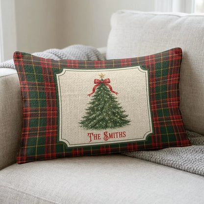 Personalized Square Pillow, Family Christmas Tree Keepsake and Creative Gift for Parents and Grandparents