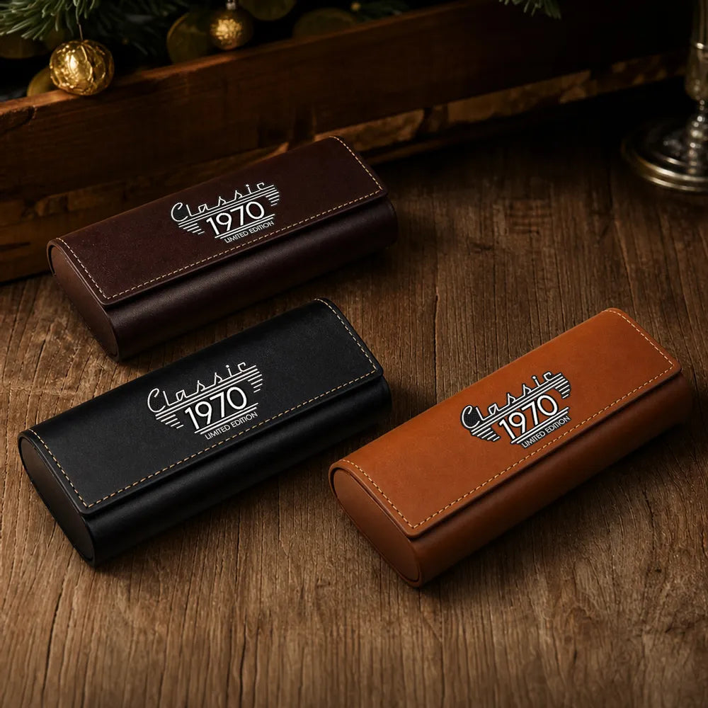 Classic Edition Leather Eyeglass Case for Dad, Custom Nostalgic Keepsa ...