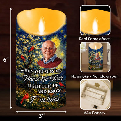 Custom Flameless LED Candle, When You Miss Me Quote & Cardinals, Creative Sympathy Gift for Home