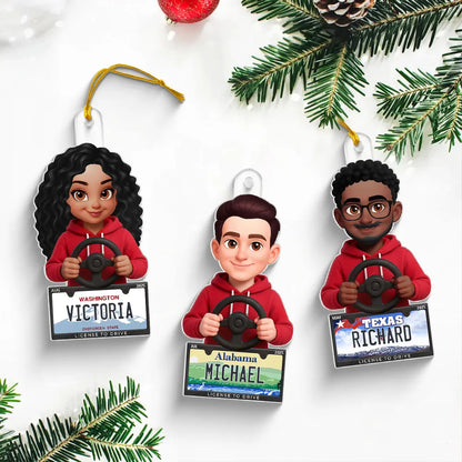 Custom State License Plate Driving Ornament – Unique Christmas Tree Decor for New Drivers