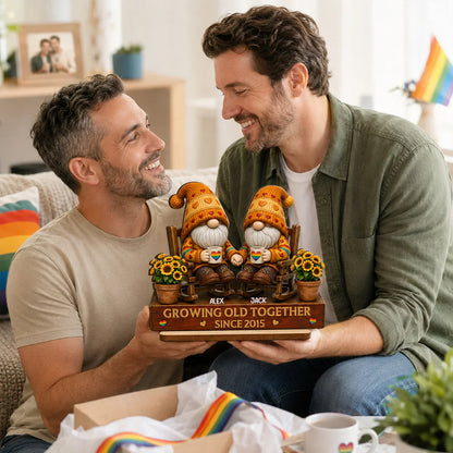 LGBT Wooden Plaque, Growing Old Together Couple Design, Personalized Unique Creative Gift for Home