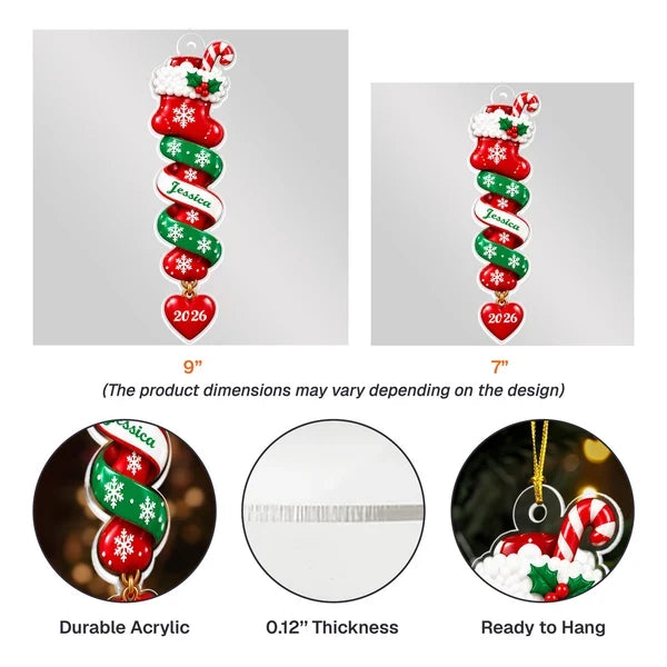 Personalized Acrylic Ornament, Colorful Spiral Christmas Characters, Unique Creative Gift for Kids