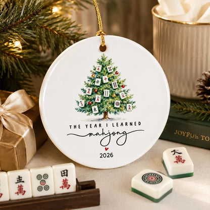 Personalized Ceramic Ornament, The Year I Learned Mahjong Keepsake, Creative Gift for Mahjong Friends
