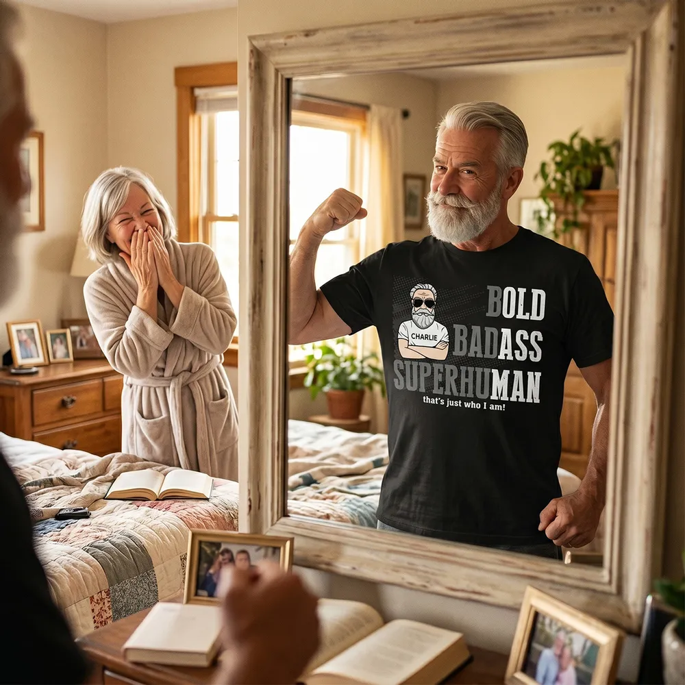 Funny Superhuman Classic Tee, Custom Bold Badass Shirt, Creative Gift for Grandpa He'll Wear Proudly