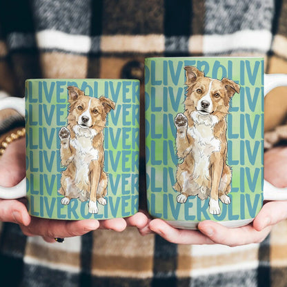 Custom Pet Portrait Ceramic Mug, Playful Pastel Pet Art for Morning Coffee, Creative Gift for Dog & Cat Lovers