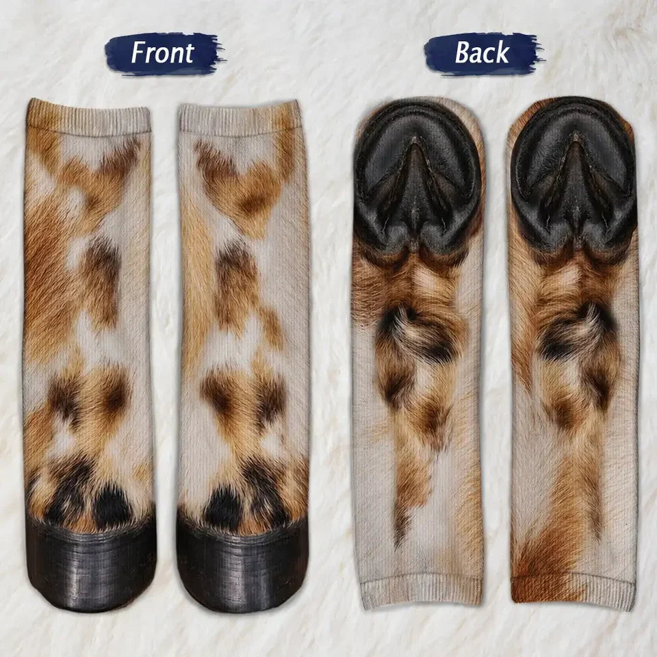 Personalized Crew Socks, Funny Farm Animal Feet for Cozy Home Lounging, Creative Gift for Friends