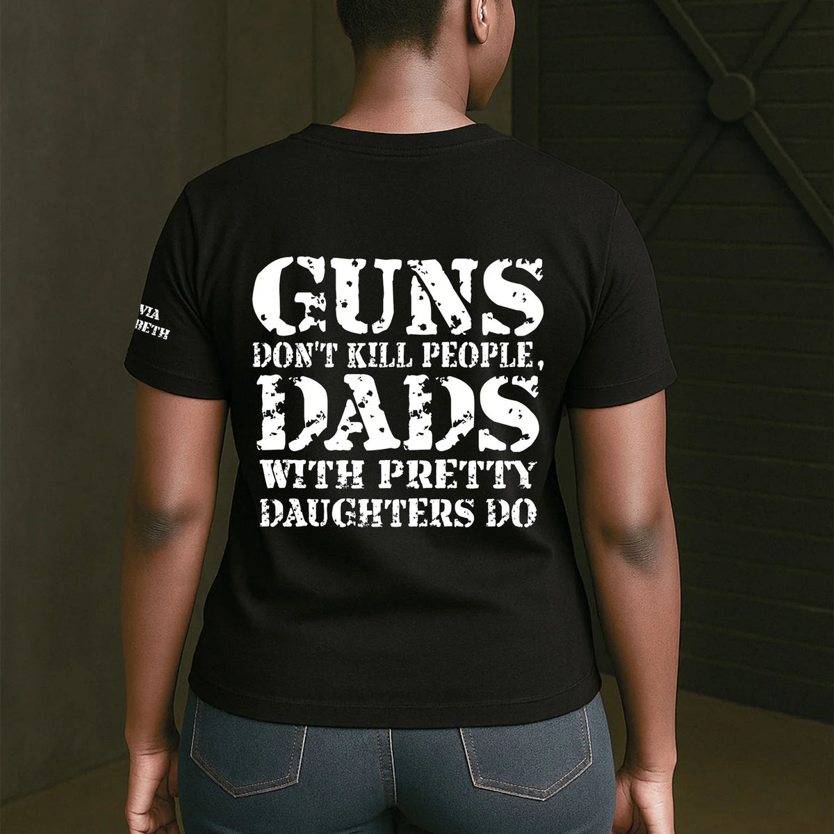 Personalized Dual Print Classic Tee for Dad, Protective Daughter Humor, Unique Creative Gift