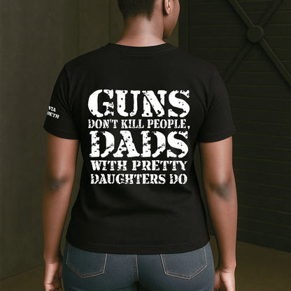 Personalized Dual Print Classic Tee for Dad, Protective Daughter Humor, Unique Creative Gift