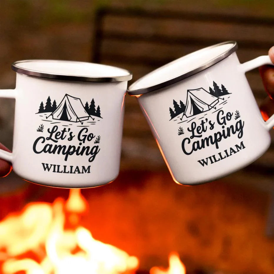 Enamel Mug for Campers, Explore New Adventures Design, Unique Creative Gift for Outdoor Friends