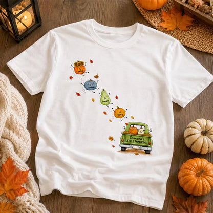 Personalized Classic Tee with Grandma's Little Pumpkins, Fall Pumpkin Unique Gift for Grandma