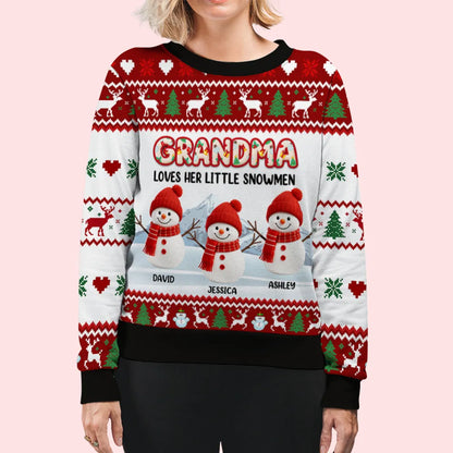 Grandma And Her Snowmen - Personalized Custom All-Over-Print Sweatshirt