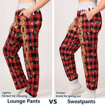 Printed Lounge Pants, Personalized Cookie Crew Lights and Plaid, Heartwarming Creative Christmas Gift for Family