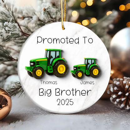 Big Brother Promotion Ornament with Tractor Theme – Meaningful Farm Gift for Family Christmas Celebration