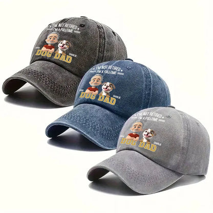 Not Retired Dog Dad Washed Denim Baseball Cap – Perfect Gift for Proud Pet Lovers and Retirees