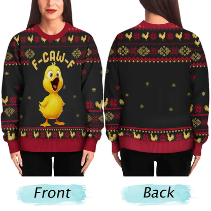 Sweatshirt with Hilarious Rooster Graphic, Ugly Sweater Vibes for Christmas, a unique gift for friends or coworkers