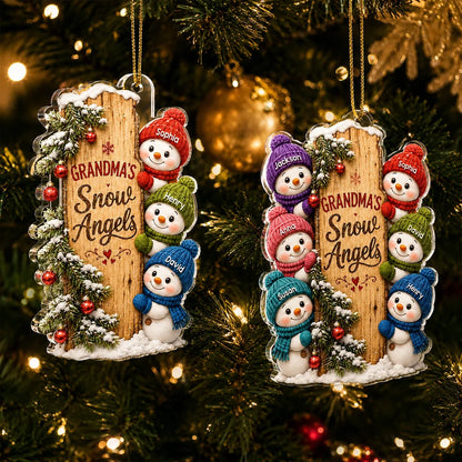 Grandma's Snow Angels Acrylic Ornament, Personalized Family Keepsake for the Christmas Tree, Creative Gift for Grandma