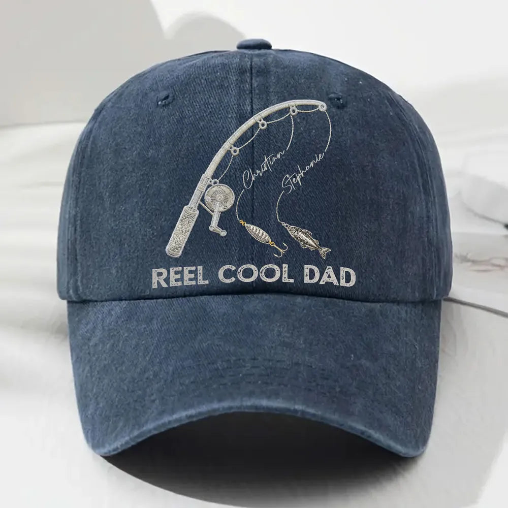 Washed Denim Baseball Cap for Dad, Personalized Fishing Keepsake, Creative Gift with Vintage Look