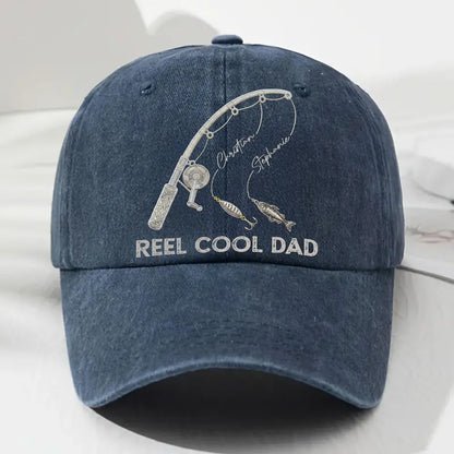 Washed Denim Baseball Cap for Dad, Personalized Fishing Keepsake, Creative Gift with Vintage Look