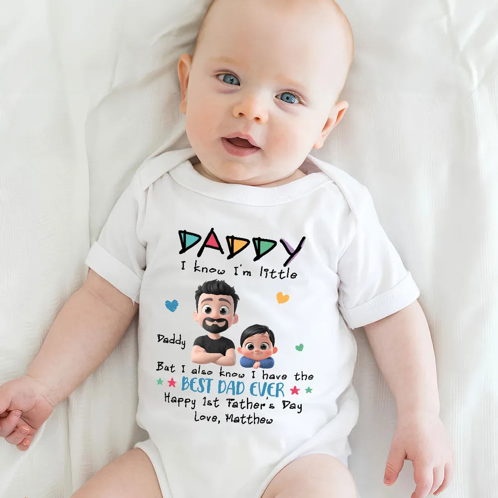 Short Sleeve Baby Onesie, Colorful Daddy Design, Creative Gift for New Dad With Sweet Baby Style