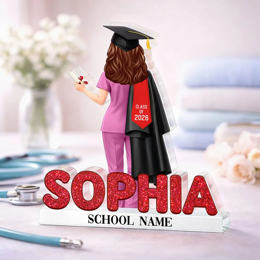 Personalized Shaped Acrylic Block Plaque for Nurse Graduation, Class Design Keepsake, Unique Gift for Her