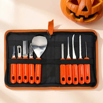 Bright Orange Personalized Pumpkin Carving Kit for Family Carving Nights, Creative Halloween Gift for Kids