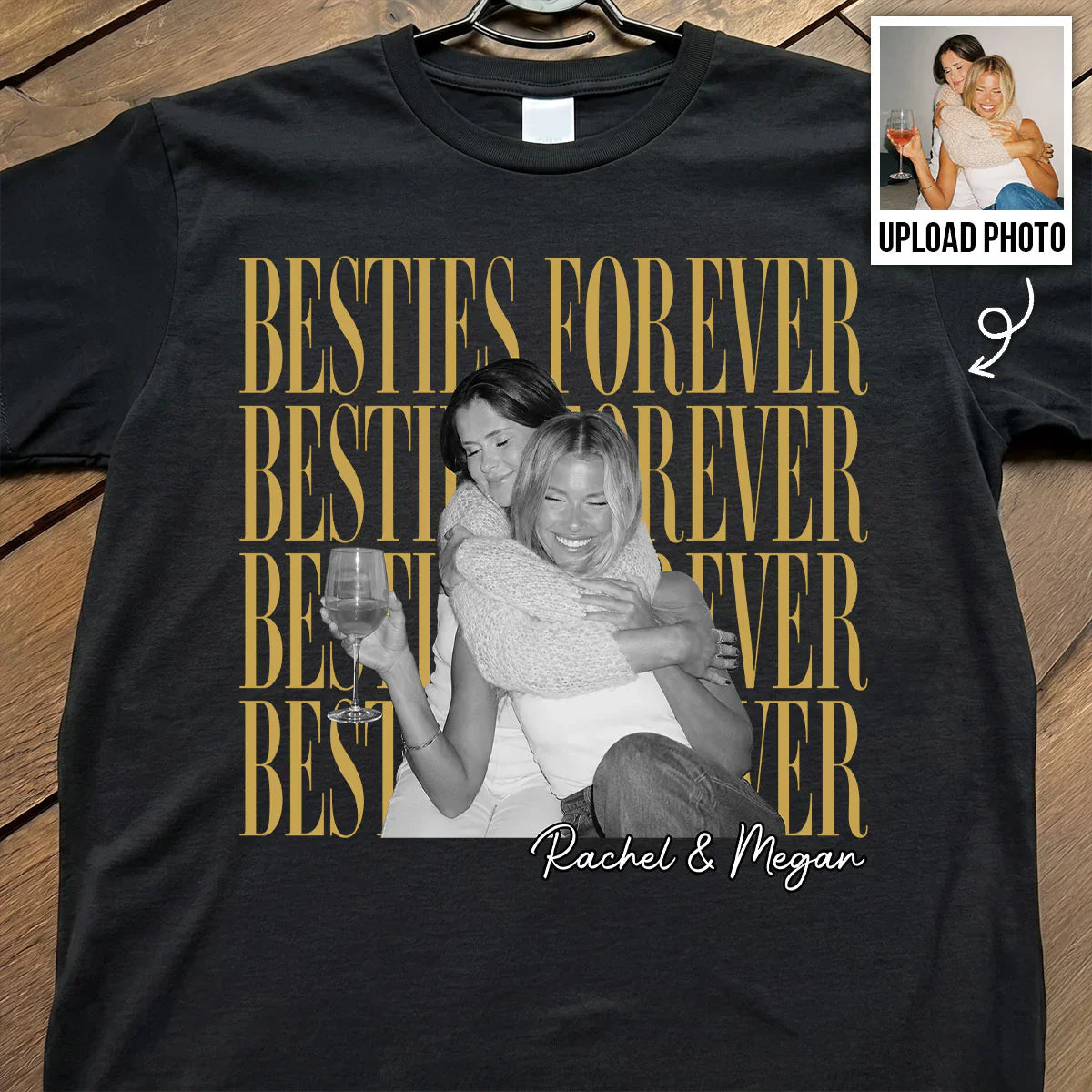 Personalized Classic Tee With Retro Besties Forever Photo, Unique Gift For Close Friends