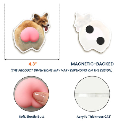 Personalized Silicone Butt Acrylic Magnet with Cat & Dog Design, Creative Gift for Pet Owners