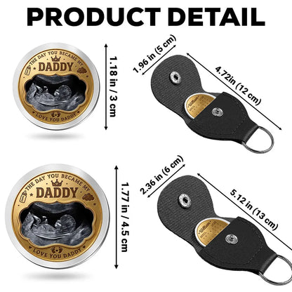 Custom Pocket Hug Love Token, Heartwarming Daddy Keepsake with Baby Ultrasound, Creative Gift for Dad