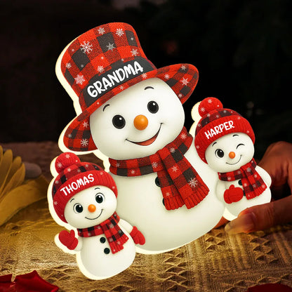 Acrylic Light Box Snowman Family, soft glowing festive décor for cozy nights, heartwarming display and thoughtful holiday gift