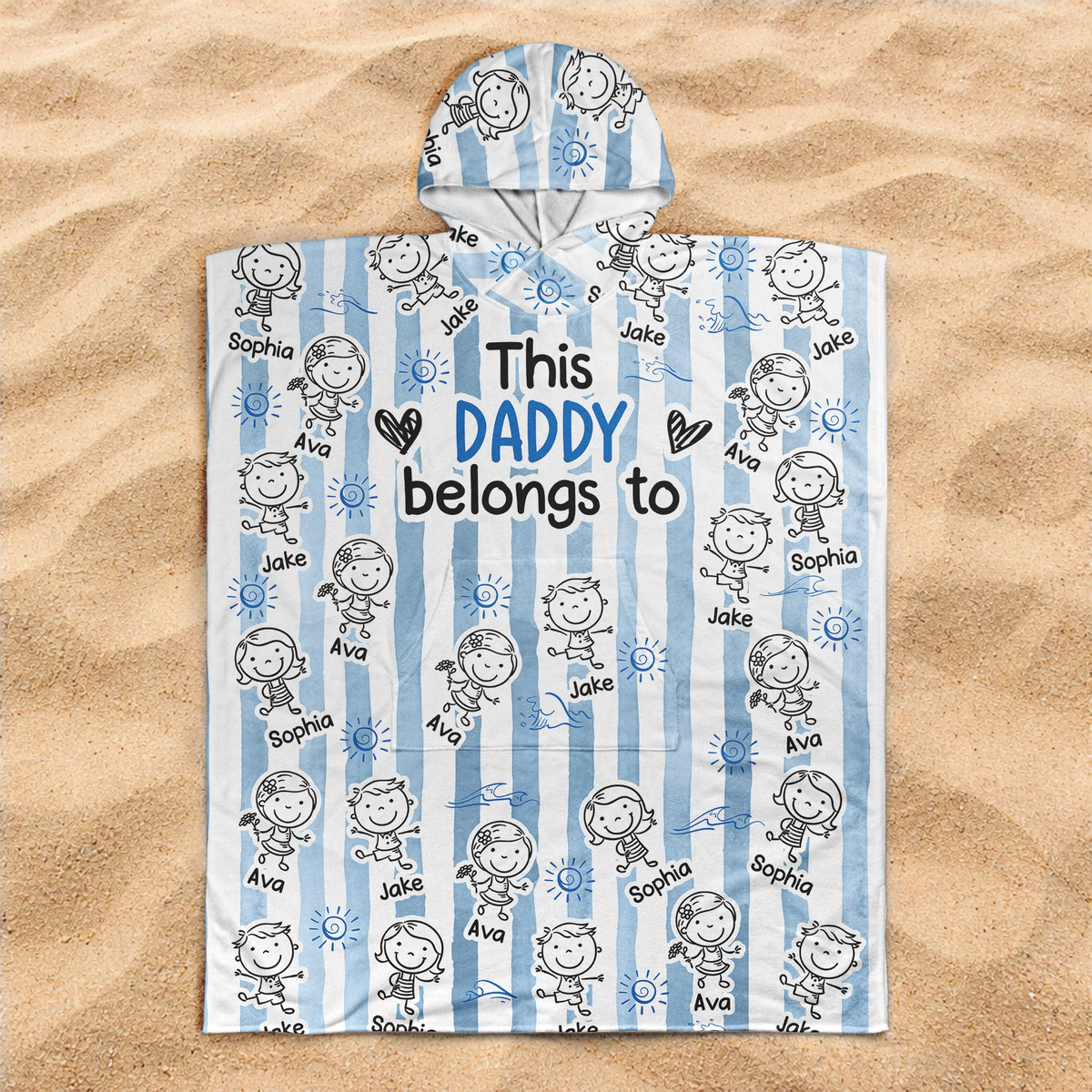 Personalized Hooded Pocket Beach Towel for Mom, This Mommy Belongs To, Unique Beach Gift