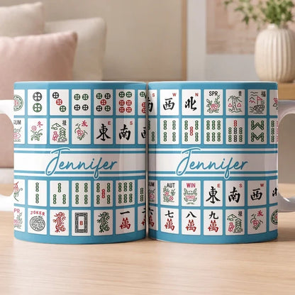 Personalized Two-Tone Mug with Colorful Mahjong Tiles, Creative Gift for Friends and Game Night Hosts