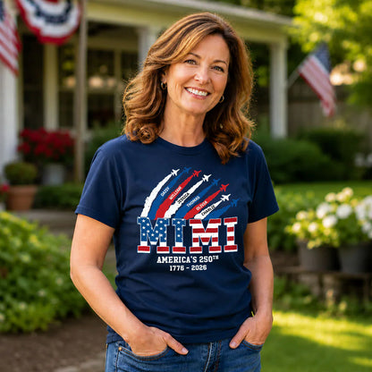 Nana Classic Tee, Personalized Family Pride With Jet Flyover, Creative Patriotic Gift For Grandma