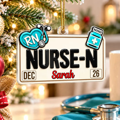 Personalized Acrylic Ornament, Colorful Career Keepsake for Nurses Teachers & Bus Drivers, Creative Christmas Gift
