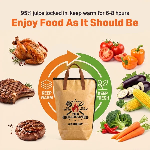 Personalized BBQ Resting Bag, Flame and Grill Tool Design for Backyard Cookouts, Unique Gift for Grill Lovers