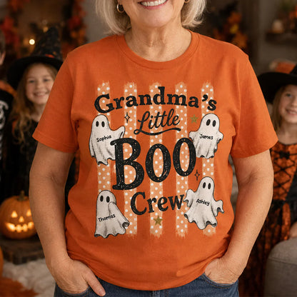 Grandma's Boo Crew Polka Dot Stripes - Personalized Shirt - Perfect Halloween Costume for Grandma