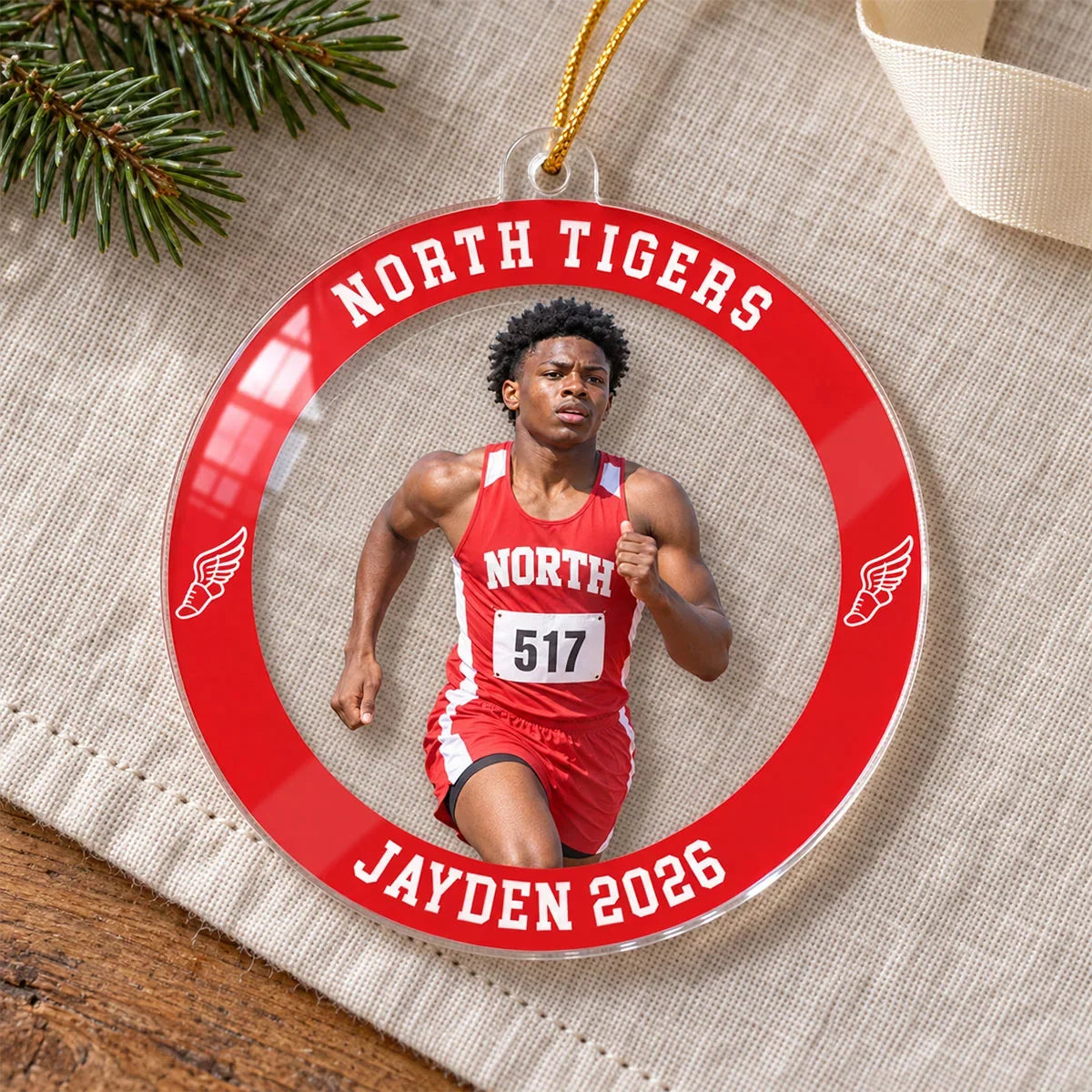 Personalized Acrylic Ornament, Proud Medal-Holding Athlete Keepsake, Creative Christmas Gift for Family