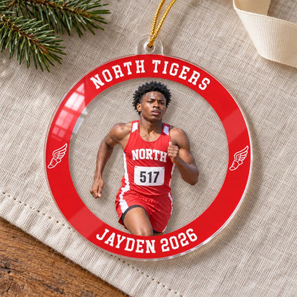 Personalized Acrylic Ornament, Proud Medal-Holding Athlete Keepsake, Creative Christmas Gift for Family