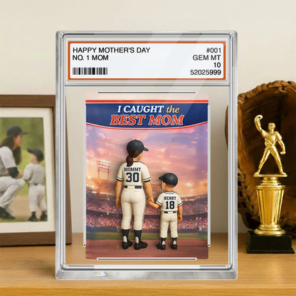 Personalized Baseball Mom Rectangle Acrylic Block Plaque, We Caught the Best Mom Stadium Scene, Unique Mother's Day Gift