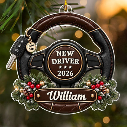 New Driver Acrylic Ornament, Personalized Driving Keepsake, Creative Gift for a Proud Family Celebration