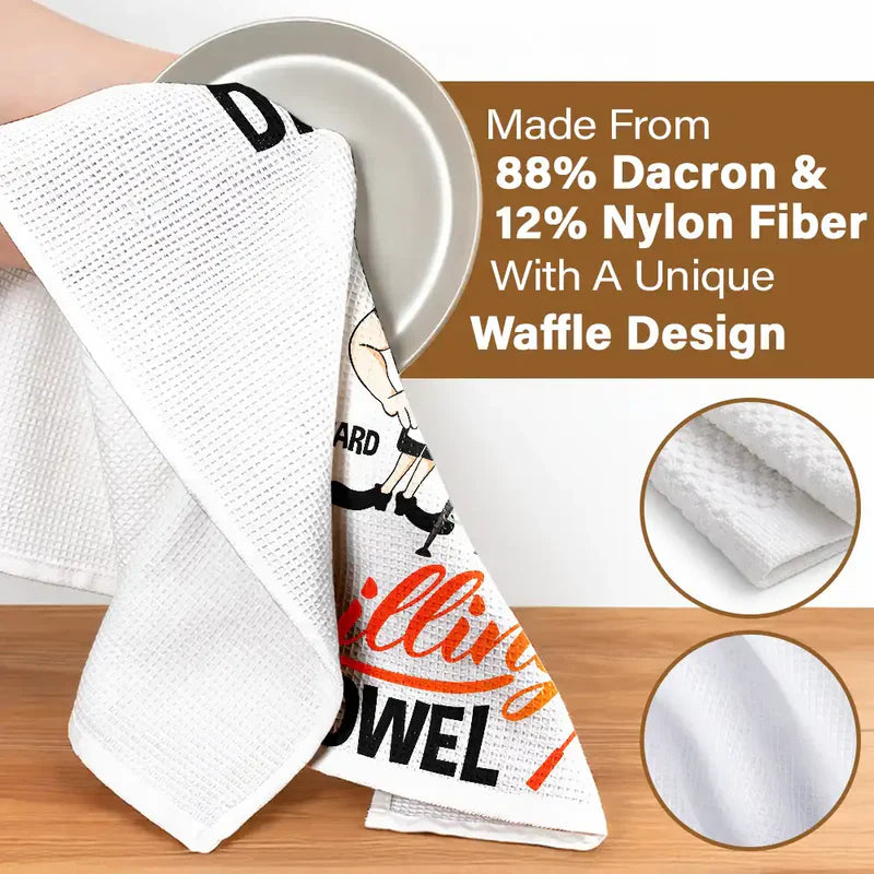 Personalized Kitchen Towel With Daddy Grilling Cartoon, Unique BBQ Gift For Dad