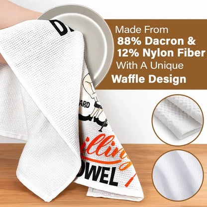 Personalized Kitchen Towel With Daddy Grilling Cartoon, Unique BBQ Gift For Dad