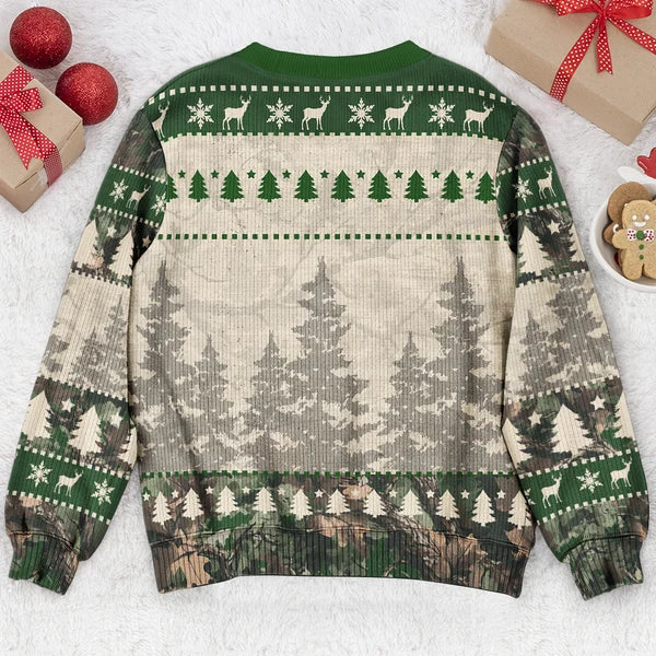 Personalized Printed Sweatshirt with Rustic Reindeer Design, Unique Winter Gift for Grandpa
