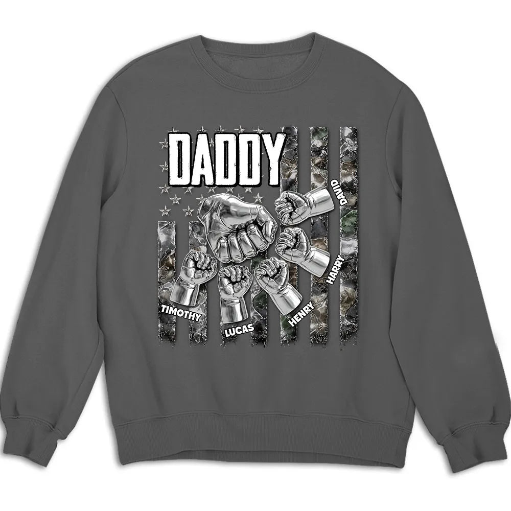 Personalized Dad Fist Bump Classic Tee, Unique Patriotic Gift for Dad With Bold Family Pride