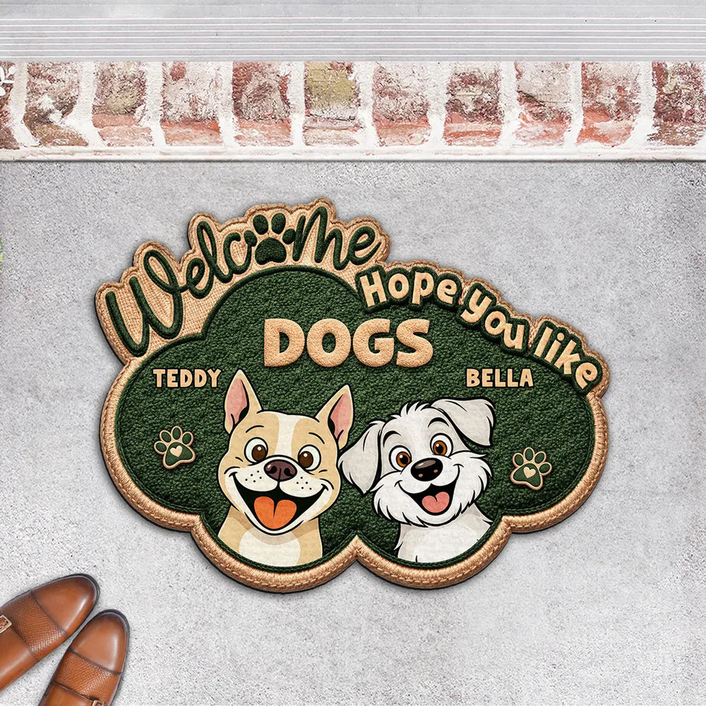 Hope You Like Dogs Personalized Shaped Doormat, Fun Entryway Welcome Gift for Pet Owners