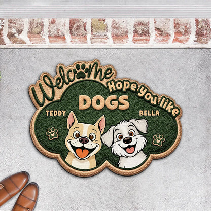 Hope You Like Dogs Personalized Shaped Doormat, Fun Entryway Welcome Gift for Pet Owners