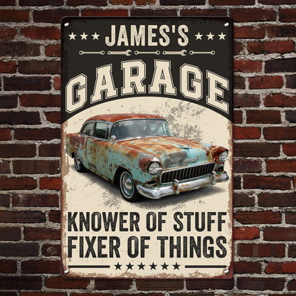 Personalized Rectangular Iron Sign, Vintage Red Car Workshop Decor, Unique Gift for Dad & Car Enthusiast